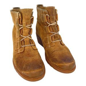 Sorel Toronto Waterproof Lace Up Wedge Boots Oiled Suede NL 2115 Women Size 7
